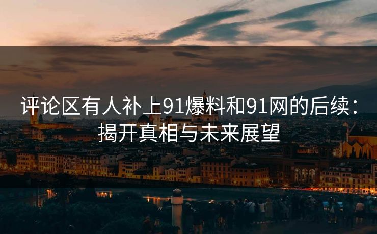 评论区有人补上91爆料和91网的后续：揭开真相与未来展望